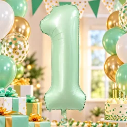 Folieballon cijfer 1 mintgroen - 80 cm