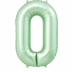 Folieballon cijfer 0 mintgroen - 80 cm