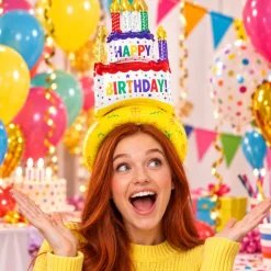 Folieballon haarband Happy birthday - 40 cm