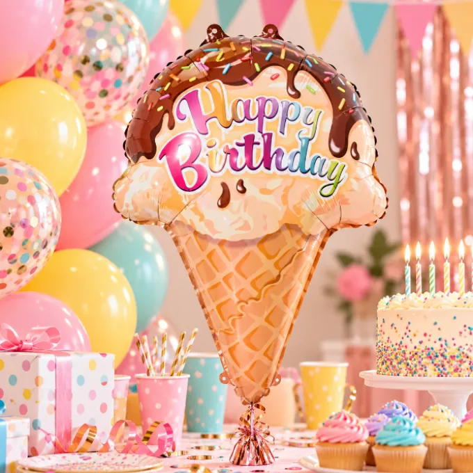 Folieballon Happy birthday ijsje 70 cm