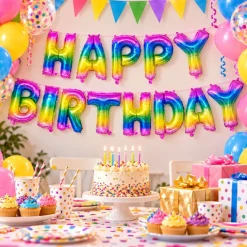 Folieballon Happy birthday Regenboog - 37 cm