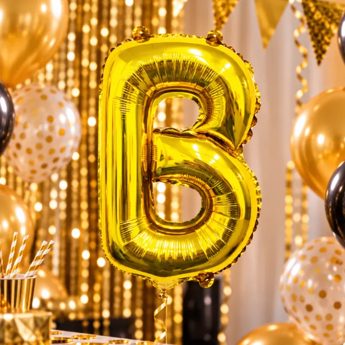 Folieballon letter B goud - 35 cm