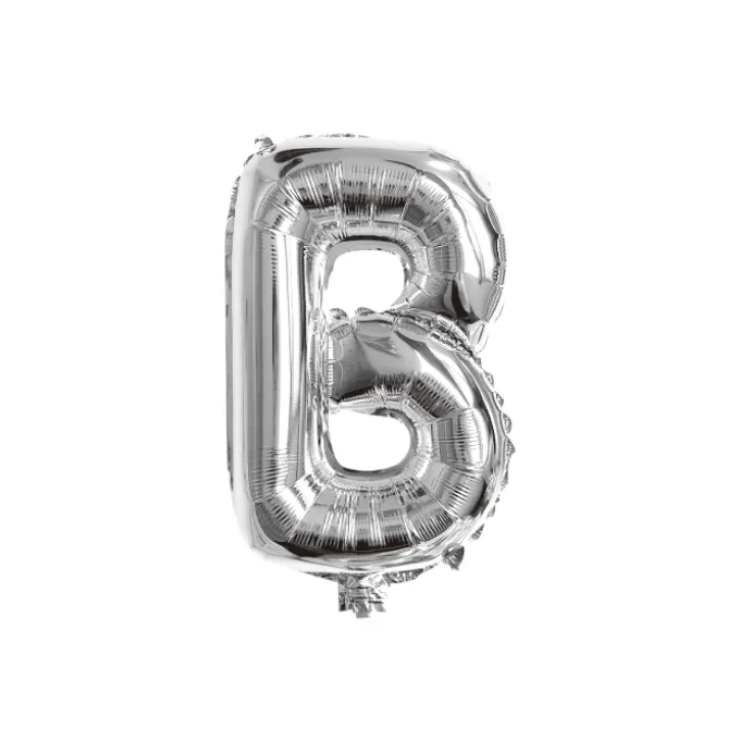 Folieballon letter B zilver - 35 cm