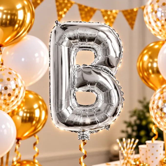 Folieballon letter B zilver - 35 cm