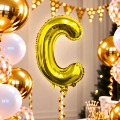 Folieballon letter C Goud - 35 cm