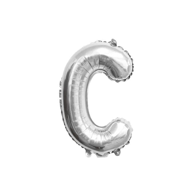 Folieballon letter C zilver- 35 cm