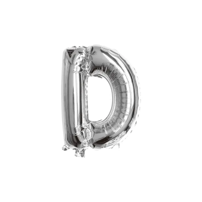 Folieballon letter D zilver - 35 cm