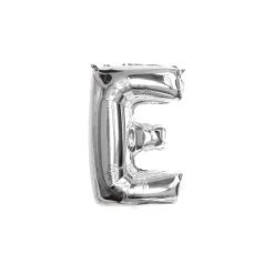 Folieballon letter E zilver - 35 cm