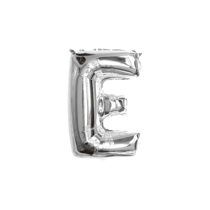 Folieballon letter E zilver - 35 cm