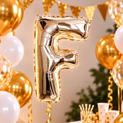 Folieballon letter F zilver - 35 cm