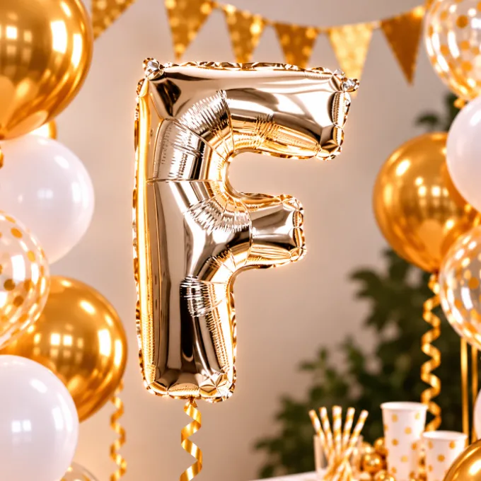 Folieballon letter F zilver - 35 cm