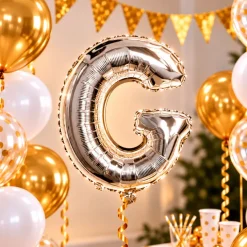Folieballon letter G zilver - 35 cm