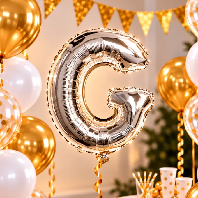 Folieballon letter G zilver - 35 cm