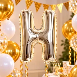 Folieballon letter H zilver - 35 cm
