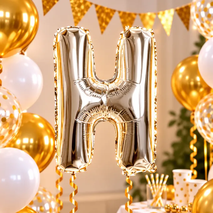 Folieballon letter H zilver - 35 cm