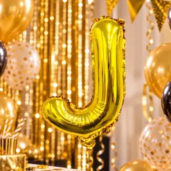 Folieballon letter J goud - 35 cm