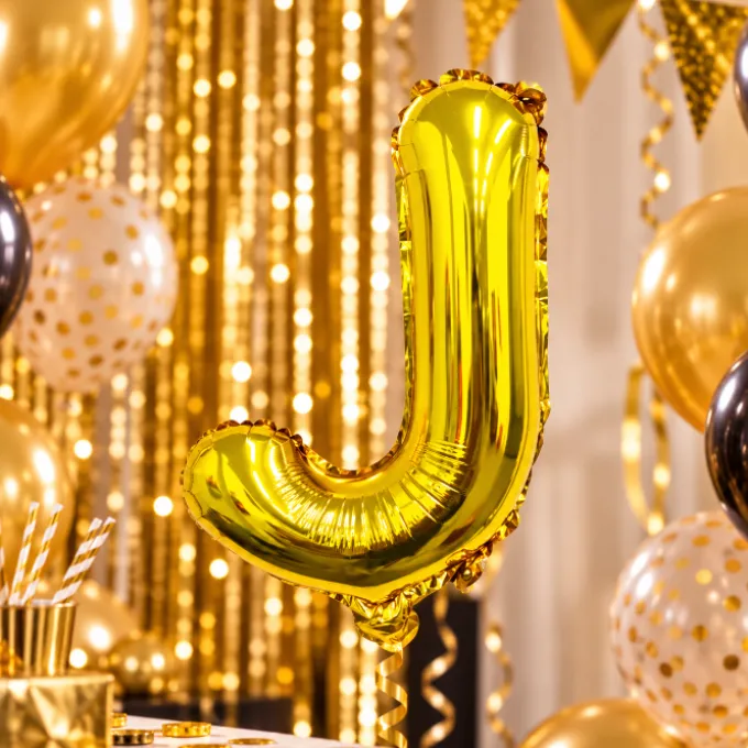 Folieballon letter J goud - 35 cm