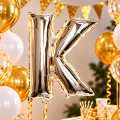 Folieballon letter K zilver - 35 cm