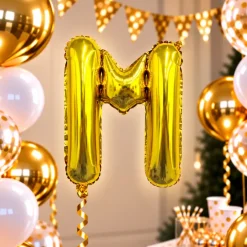 Folieballon letter M Goud - 35 cm