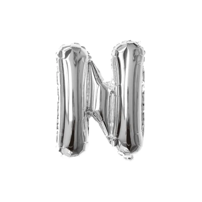 Folieballon letter N zilver - 35 cm