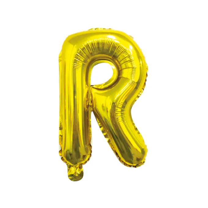 Folieballon letter R Goud - 35 cm