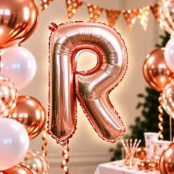Folieballon letter R roségoud - 35 cm