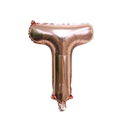 Folieballon letter T roségoud - 35 cm