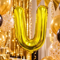 Folieballon letter U goud - 35 cm