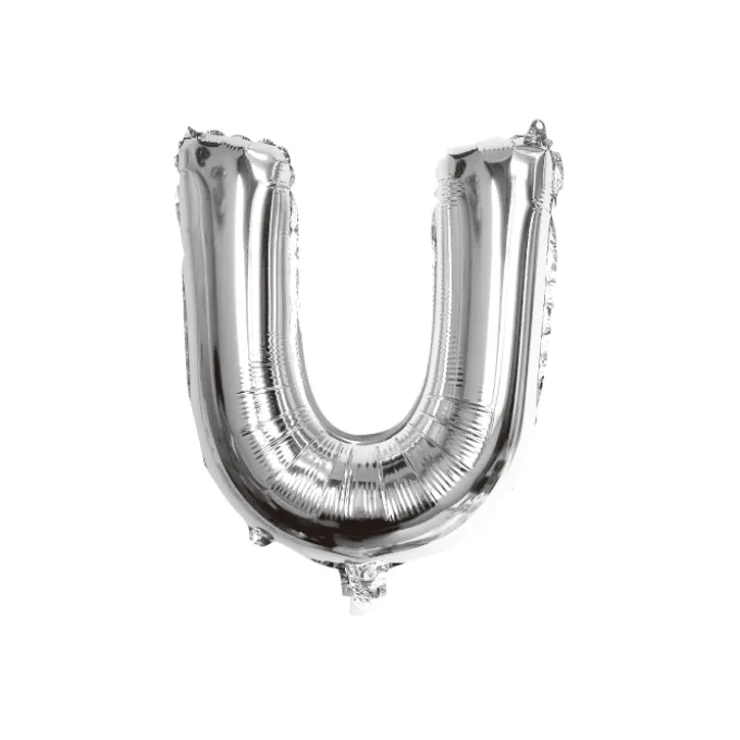 Folieballon letter U zilver - 35 cm