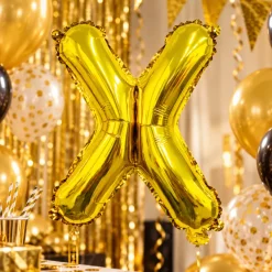 Folieballon letter X goud - 35 cm