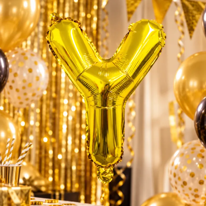 Folieballon letter Y goud - 35 cm