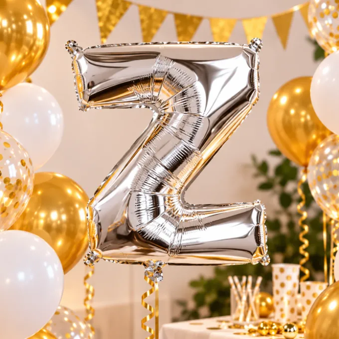 Folieballon letter Z zilver - 35 cm