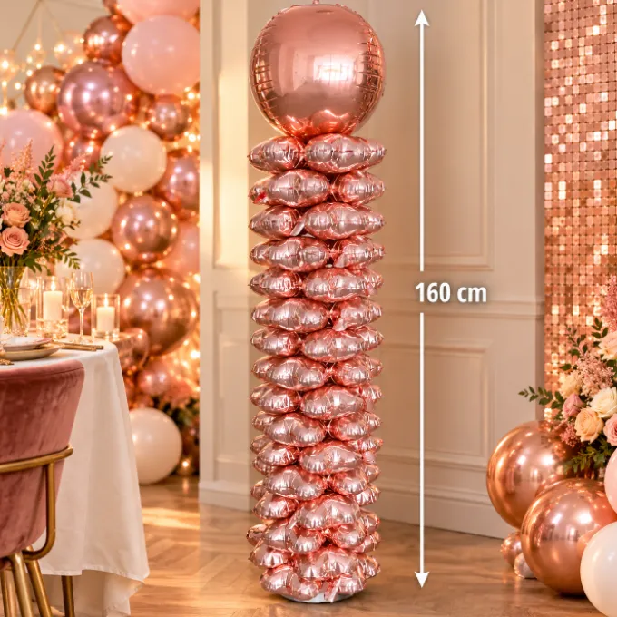 Folieballonnen pilaar rosegoud - 160 cm