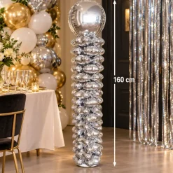 Folieballonnen pilaar zilver - 160 cm