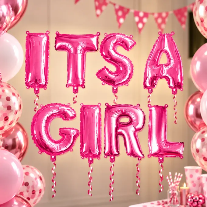 Folieballonnen slinger It's a Girl