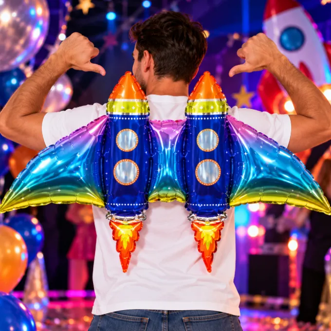 Folieballon Rocket wings meerkleurig - 85 cm