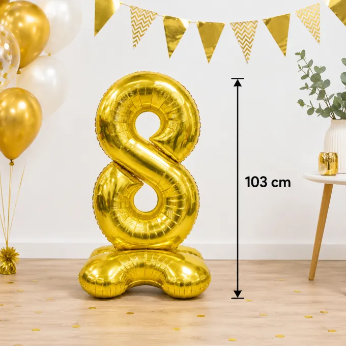 Folieballon staand XXL 8 goud - 103 cm