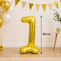 Folieballon staand XXL 7 goud - 103 cm