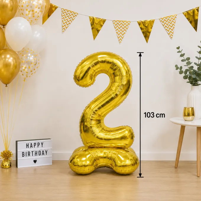 Folieballon staand XXL 2 goud - 103 cm