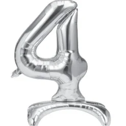 Folieballon staand 4 zilver - 68 cm