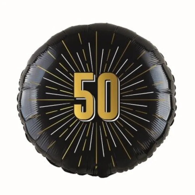 Folieballon zwart/goud 50 jaar