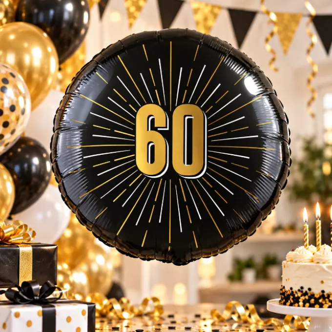 Folieballon zwart/goud 60 jaar