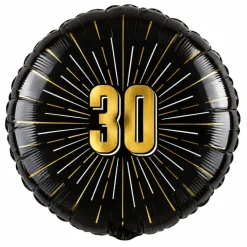 Folieballon zwart/goud 30 jaar