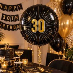 Folieballon zwart/goud 30 jaar