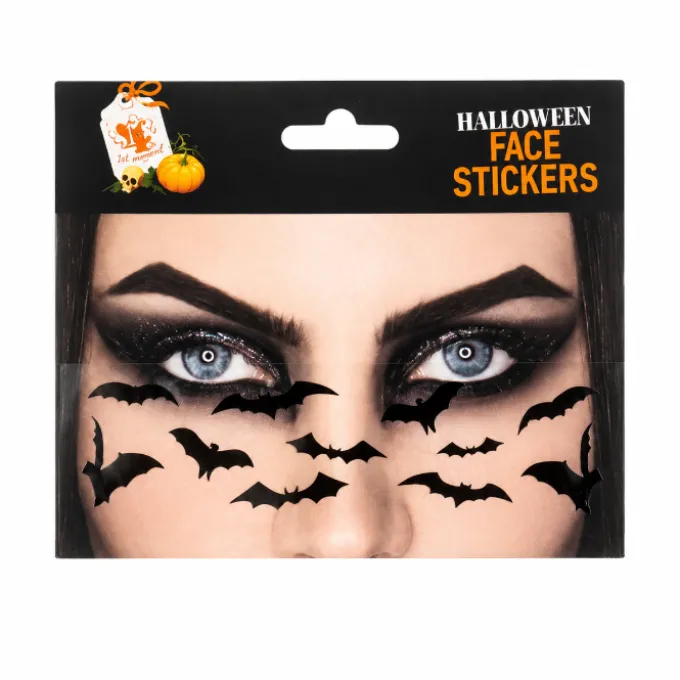 Gezichtsdecoratiestickers- Halloween vleermuizen zwart