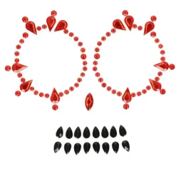 Gezichtsjuwelen Halloween zwart/rood