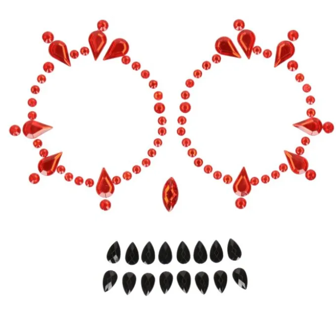 Gezichtsjuwelen Halloween zwart/rood