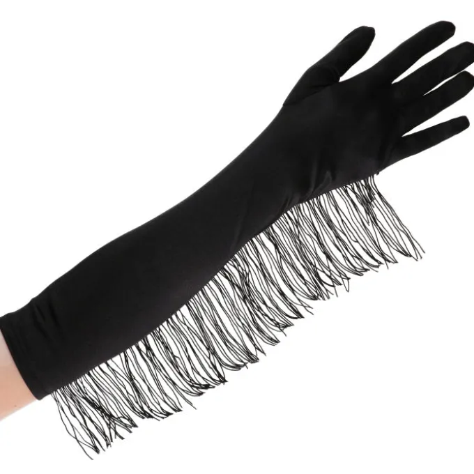 Handschoenen franjes zwart one size