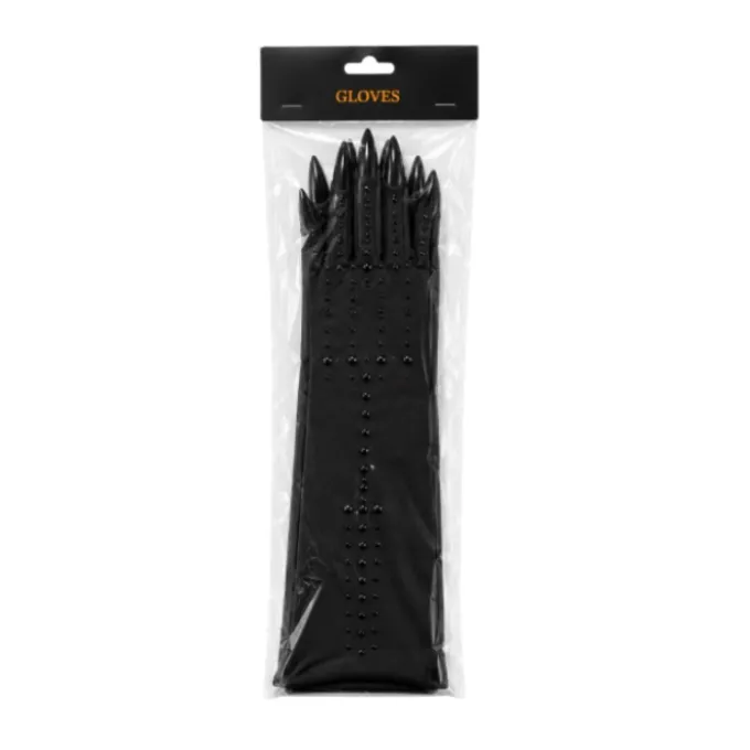 Handschoenen lang zwart met lange nagels
