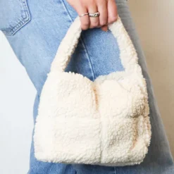 Handtas Teddy Blokken Beige